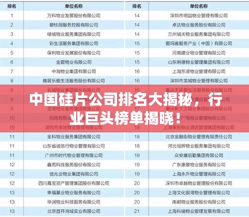 中國硅片公司排名大揭秘，行業巨頭榜單揭曉！