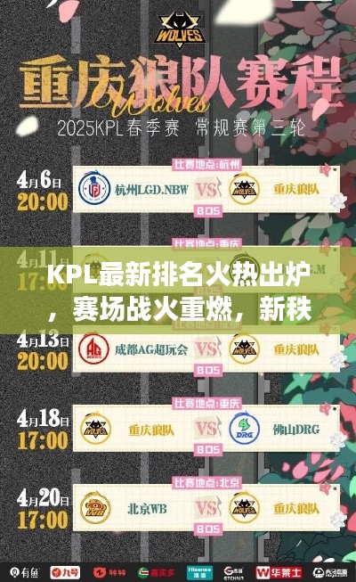 KPL最新排名火熱出爐，賽場戰火重燃，新秩序震撼揭曉！